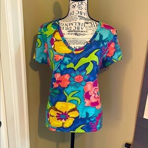 Sundance Multicolor Floral V-Neck Tee